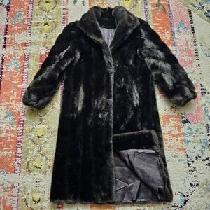Ballen Design Womens Medium Faux Mink Winter Overcoat Long Made In USA